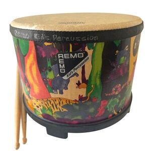 Remo Kids Percussion Floor Tom Drum Rainforest Jungle Print w/Vic Firth Sticks